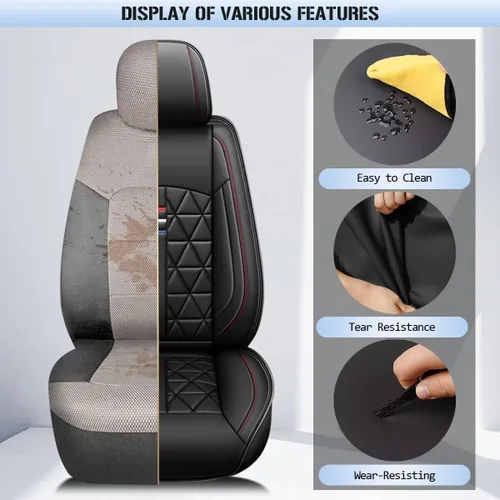 Miniatura 4 de DISUTOGO Juego completo de fundas de asiento de automóvil para Toyota Avalon 2001-2025 2026, de piel sintética, impermeables, compatibles con bolsa
