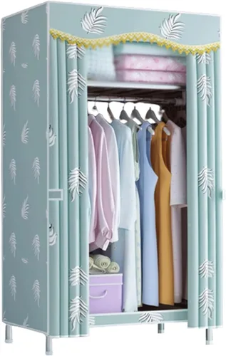 large closets Portable Wardrobe Closet with Pattern Cloth Cover Wardrobe Closet Steel Rack Closet for Clothes Saves Space Storage Closet Space-saving