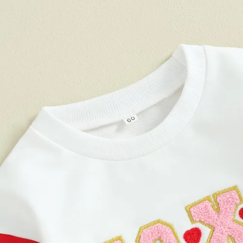 Miniatura 100 de SOLILOQUY Traje de manga larga con cuello redondo para el primer día de San Valentín para bebé niño y niña, mameluco de corazón de amor