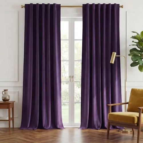 Miniatura 20 de NICETOWN Cortinas blancas extralargas de 144 pulgadas para telón de fondo, cortinas de terciopelo con aislamiento térmico y reducción de ruido
