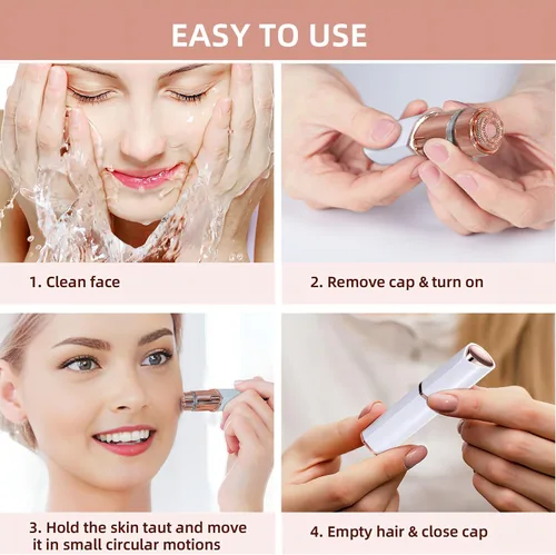 Miniatura 5 de Depilación facial para mujeres, afeitadora portátil, removedor de pelo indoloro recargable para cara, labios superiores, barbilla, pelusa