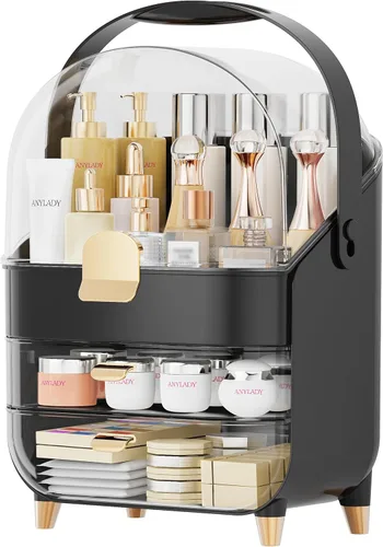 Miniatura 9 de Organizador de maquillaje para encimera, soporte para cuidado de la piel, organizador de mostrador de baño, caja de almacenamiento, vitrinas