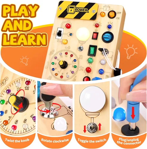 Miniatura 2 de Grarain Tablero de actividades para niños pequeños – Juguete educativo Montessori para niños y niñas de 1 a 3 años Actividad de aprendizaje
