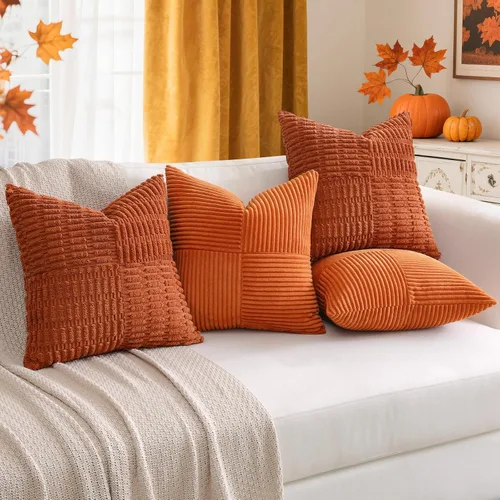 Miniatura 4 de OTOSTAR Juego de 4 fundas de almohada decorativas bohemias de otoño de 16 x 16 pulgadas para sofá cama, decoración del hogar en otoño, funda