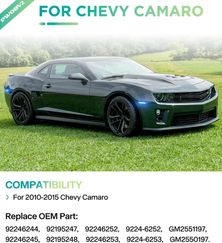 Miniatura 5 de Luz de Marcador Lateral Azul Compatible para 5ta Generación Chevy Camaro 2010 2011 2012 2013 2014 2015, Luces de Parachoques Delanteras y Traseras