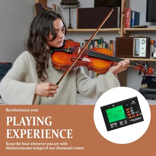 Miniatura 7 de Cecilio 1/2 Violín de madera maciza con estuche rígido, arco, colofonia, afinador, soporte para los hombros y libro de lecciones – Ideal