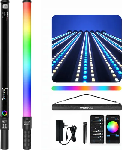 Mettlelite LS800C RGB LED Light Stick Luz de Video de Salida Continua a Todo Color 3.2 pies con Control por APP 2800K-8000K CRI96 TLCI 97 RGB CCT