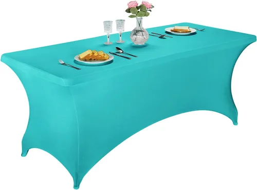 Miniatura 34 de LZY Cubierta de Mesa Elástica Ajustable de Spandex para Mesa Plegable de 6 pies, 4 pies o 8 pies, Mantel de Cóctel Rectangular, Perfecto para Champn