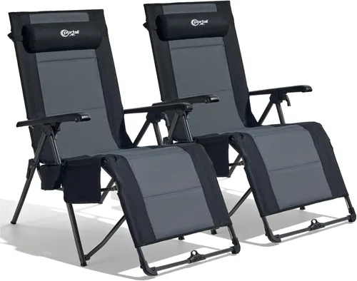 Miniatura 8 de Portal Silla portátil de gravedad cero, silla de descanso para exteriores, silla de gravedad cero de gran tamaño, silla plegable con almohadas