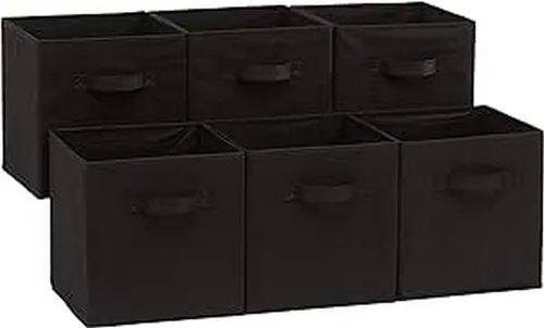 Miniatura 13 de Amazon Basics Contenedores de Almacenamiento Organizadores de Cubo con Asas, Tela Plegable, Paquete de 6, 10.5"x10.5"x11", Blanco/Gris Claro