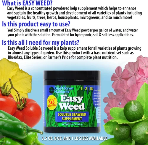 Suplemento soluble de algas marinas solubles en malezas (bolsa de 1 libra) | para todas las plantas y jardines | Hace hasta 1800 galones | Blue