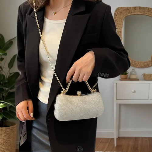 Miniatura 3 de Bolso de mano con diamantes de imitación para mujer Bolso cruzado convertible de noche y fiesta Citas de graduación de boda