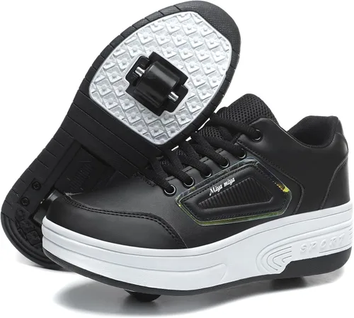 Miniatura 10 de Wooowyet - Zapatos con ruedas recargables para patinar para niños, unisex, con luces LED, moda