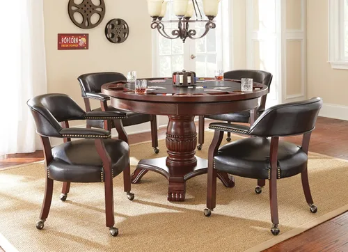 Miniatura 2 de Steve Silver Furniture - Silla de comedor con brazo de torneo con ruedas, tapizada con ribete de clavos, para sala de estar, comedor, cuero vegano