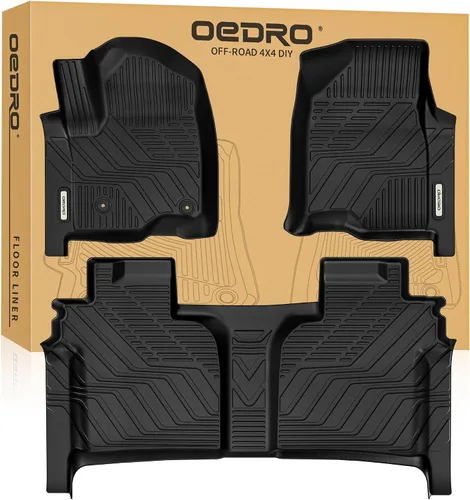 Miniatura 11 de OEDRO Alfombrillas de suelo aptas para Chevy Silverado/GMC Sierra 1500 2019-2026, 2500HD 3500HD 2020-2026, cabina doble con asientos de banco