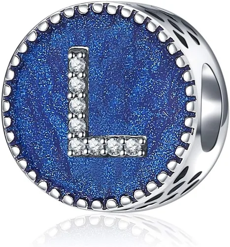 Cuentas de plata de ley 925 sólidas con letras de la A a la Z, opciones de regalo del alfabeto, para pulseras europeas Pandora, Plata esterlina