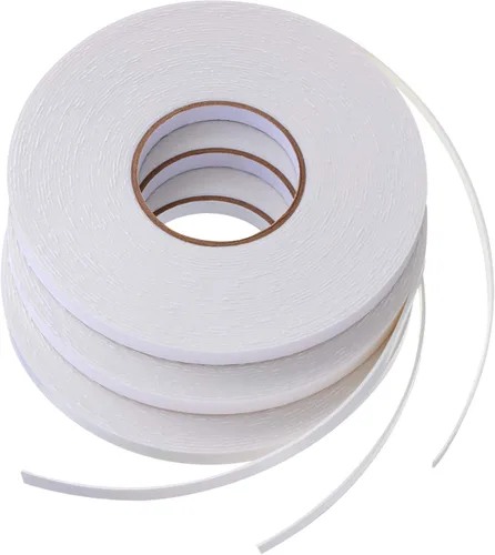 Miniatura 8 de Zonon 3 rollos de cinta de espuma de doble cara PE, cinta adhesiva de montaje de esponja de doble cara (1/4 pulgada por 50 pies, blanca)