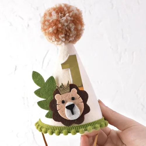 Miniatura 3 de Corona de primer cumpleaños con temática de león - Wild One Jungle Safari Decoración para niños