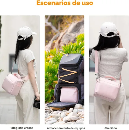 Miniatura 8 de K&F CONCEPT Bandolera de Cámara Bolso Cruzado Pequeño para Cámara DSLR/SLR/Linda Bolsos de Hombro Compactos para Fotógrafos 02-rosa