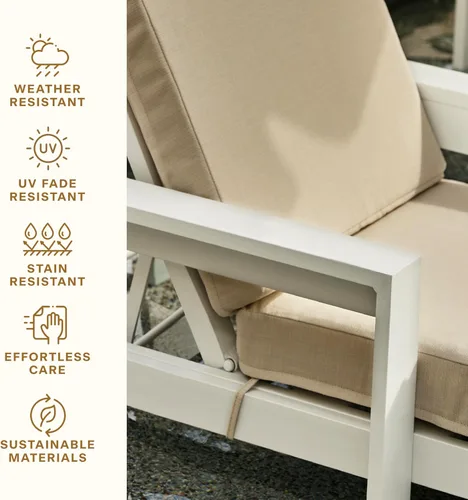 Miniatura 6 de Honeycomb Cojín para diván con textura de almendra lisa para exteriores: Relleno sintético reciclado, resistente a la intemperie, reversible, cómodo