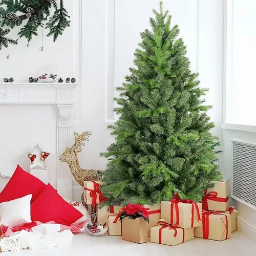 Miniatura 7 de Árbol de Navidad artificial sin luz de 5 pies, árbol de Navidad de abeto verde festivo con 723 puntas de rama, árbol de Navidad realista de abeto