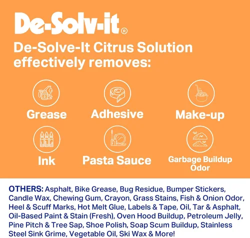 Miniatura 5 de Orange-Sol De-Solv-It Citrus Solution - Spray quitamanchas para ropa, madera, vidrio, removedor de manchas y olores para ropa, espray