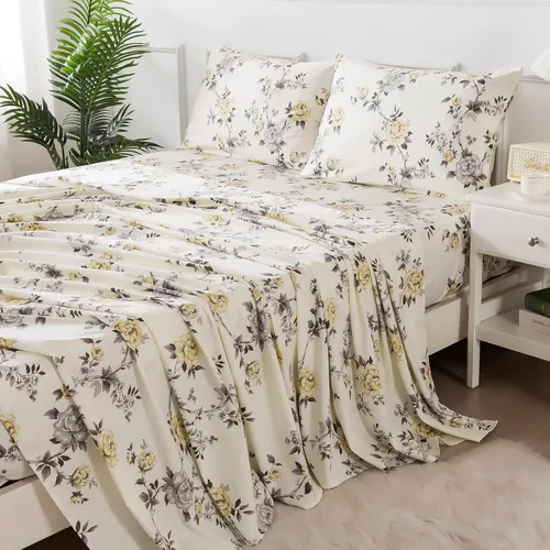 Miniatura 80 de FADFAY Juego de sábanas de rosas blancas, ropa de cama vintage floral de rosas, ropa de cama estilo rústico, 100% algodón egipcio percal, 800 hilos