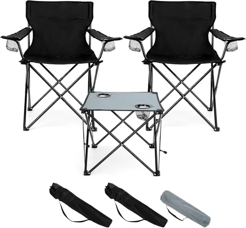 Miniatura 11 de HaSteeL Silla de Camping, Silla Plegable Extra Grande para Adultos, Silla de Campamento Plegable con Portavasos, Portátil para Pesca al Aire Libre