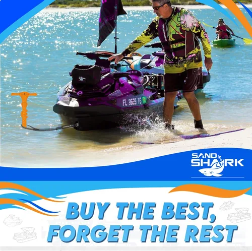 Miniatura 4 de SandShark - Anclaje para barco deportivo y anclaje para moto acuática. Poste de anclaje de agua poco profunda para barco y PWC. Kit de anclaje