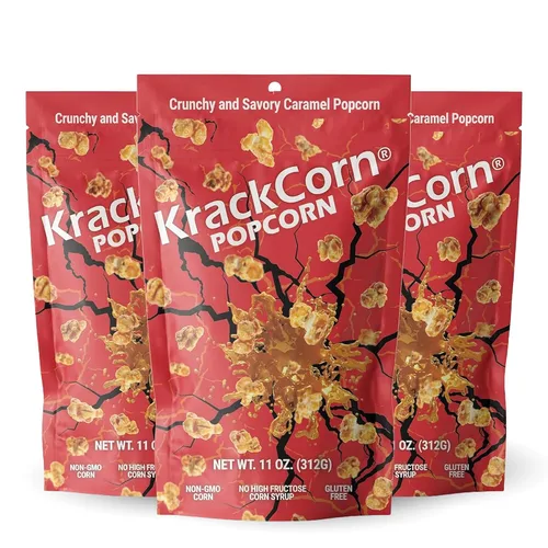 Miniatura 10 de KrackCorn Palomitas de maíz de caramelo, sin OMG, sin gluten, sin alta fructosa, sin culpa, delicia nocturna de película no grasa, 1.25 onzas