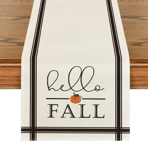 Artoid Mode Camino de mesa con diseño de calabaza, cosecha de temporada, vintage, Acción de Gracias, cocina, comedor, decoración para interiores y