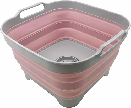 Miniatura 12 de SAMMART Sartén plegable de 10 L (2.64 galones) con tapón de drenaje, lavabo plegable, tina portátil para lavar platos, bandeja de almacenamiento