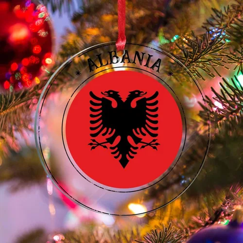 Bandera de Albania, silueta de adorno de Navidad para niños, bandera nacional, recuerdo, decoraciones de Navidad de Albania, regalos de recuerdo de