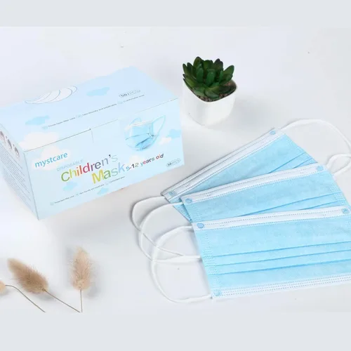 Miniatura 5 de Mascarillas faciales desechables para niños, paquete de 50 unidades, edades de 5 a 12 años, máscaras de seguridad de 3 capas con filtro para uso