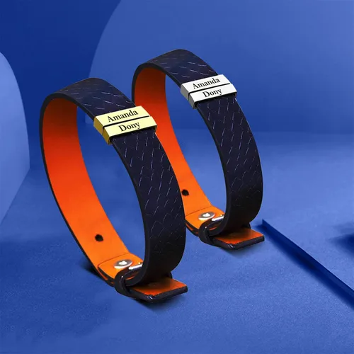 Miniatura 56 de Pulseras de cuero personalizadas para hombre con 1-6 nombres, pulsera trenzada personalizada con cuentas para papá, marido, día del padre, San