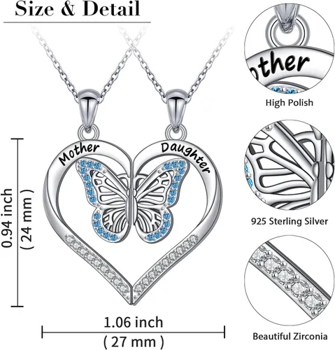 Miniatura 5 de DAOCHONG Regalos para el día de la madre, plata de ley S925, collar con colgante de corazón para madre, hija, nieta, familia, joyería de papá, mamá