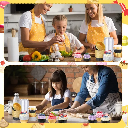Miniatura 5 de 200 tazas de papel de aluminio para hornear cupcakes de 4.2 onzas, moldes desechables para cupcakes, moldes de postre con tapas, mini recipientes