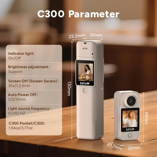 Miniatura 2 de SJCAM C300 4K Cámara de Bolsillo para YouTube y Vlogging, 7H de Autonomía, Cámara Portátil con Estabilización de 6 Ejes, Pantalla Táctil Dual