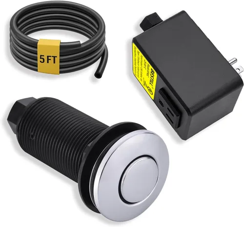 BESTILL Kit de interruptor de aire para eliminación de basura - Certificado UL, botón de interruptor superior de fregadero sin cable para triturador