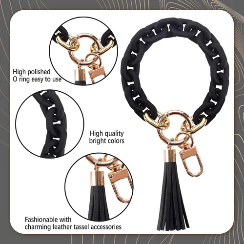 Miniatura 4 de Llavero de silicona para mujer, pulsera con cuentas para automóvil