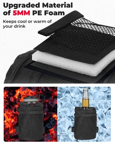 Miniatura 3 de Portavasos grande para bicicleta KEMIMOTO con bolsillos de malla y bolsa para teléfono, compatible con bicicleta de carretera, MTB, bicicleta