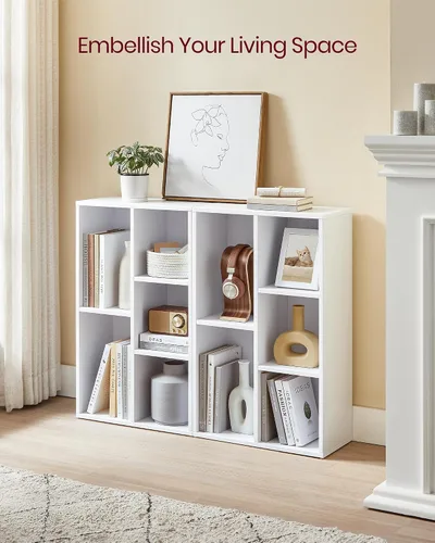 Miniatura 5 de VASAGLE Custos Collection - Estantería para libros tipo cubo con 4 compartimentos, 9.4 x 26 x 26 pulgadas, estantería de almacenamiento para sala