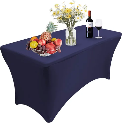 Miniatura 7 de Reliancer Mantel rectangular de elastano ajustado a la mesa para fiestas al aire libre, exhibición, DJ, banquetes, comerciantes, recepción de boda
