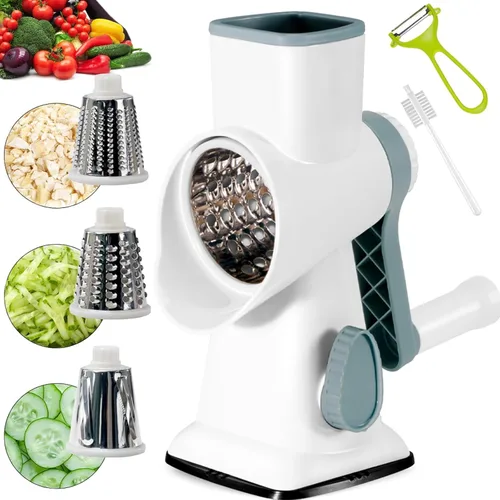 Miniatura 8 de YOUCZON Rallador Rotativo de Queso Multiusos de Acero Inoxidable - Rallador de Queso con Mango para Rallado sin Esfuerzo de Zanahorias, Papas
