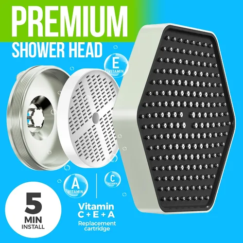 Miniatura 2 de AquaHomeGroup Cabezal de ducha de lujo con filtro, reduce el cloro, el óxido y los sedimentos, vitamina C, E y A, alta presión, efecto spa, níquel