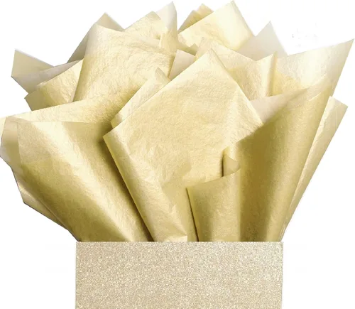 Miniatura 8 de UNIQOOO 100 hojas de papel de seda metálico premium oro rosa champán dorado a granel, papel de regalo para envolver regalos reciclable, accesorio