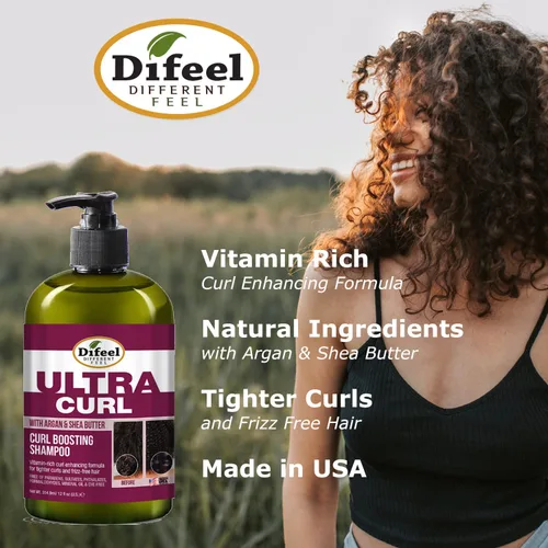 Miniatura 4 de Difeel Ultra Curl con Argán y Manteca de Karité - Champú para aumentar los rizos de 12 onzas, champú sin sulfato hecho con ingredientes naturales