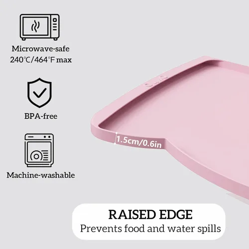 Miniatura 123 de OHMO - Tapete de silicona para alimentos para gatos, tapete de alimentación de mascotas para el piso, antideslizante e impermeable, bandeja de agua