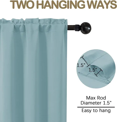 Miniatura 4 de OVZME Cortinas opacas turquesa para tratamiento de ventanas pequeñas, cortinas cortas con bloqueo de luz para ventana de cocina sobre el fregadero