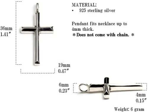 Miniatura 5 de COSUMOSU Collar con dije de cruz de plata de ley 925 para hombres y mujeres